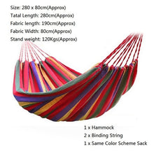 Load image into Gallery viewer, Portable Hammock Outdoor Swing Chair Garden Sports Home Travel Camping Swing Canvas Stripe Hanging Bed Hammock With Backpack
