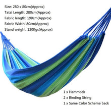 Load image into Gallery viewer, Portable Hammock Outdoor Swing Chair Garden Sports Home Travel Camping Swing Canvas Stripe Hanging Bed Hammock With Backpack