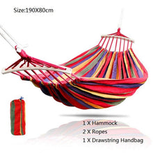 Load image into Gallery viewer, Portable Hammock Outdoor Swing Chair Garden Sports Home Travel Camping Swing Canvas Stripe Hanging Bed Hammock With Backpack