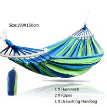 Load image into Gallery viewer, Portable Hammock Outdoor Swing Chair Garden Sports Home Travel Camping Swing Canvas Stripe Hanging Bed Hammock With Backpack