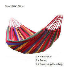 Load image into Gallery viewer, Portable Hammock Outdoor Swing Chair Garden Sports Home Travel Camping Swing Canvas Stripe Hanging Bed Hammock With Backpack