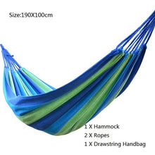 Load image into Gallery viewer, Portable Hammock Outdoor Swing Chair Garden Sports Home Travel Camping Swing Canvas Stripe Hanging Bed Hammock With Backpack