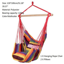 Load image into Gallery viewer, Portable Hammock Outdoor Swing Chair Garden Sports Home Travel Camping Swing Canvas Stripe Hanging Bed Hammock With Backpack
